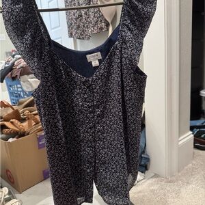 J. Crew Dark Blue Floral Blouse